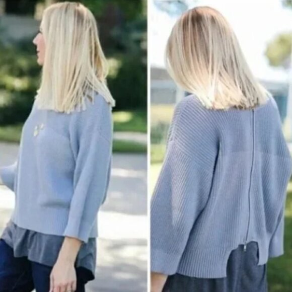 Cabi Light Blue Fair Play Convertible Zip Sweater S #3522 - Picture 1 of 6